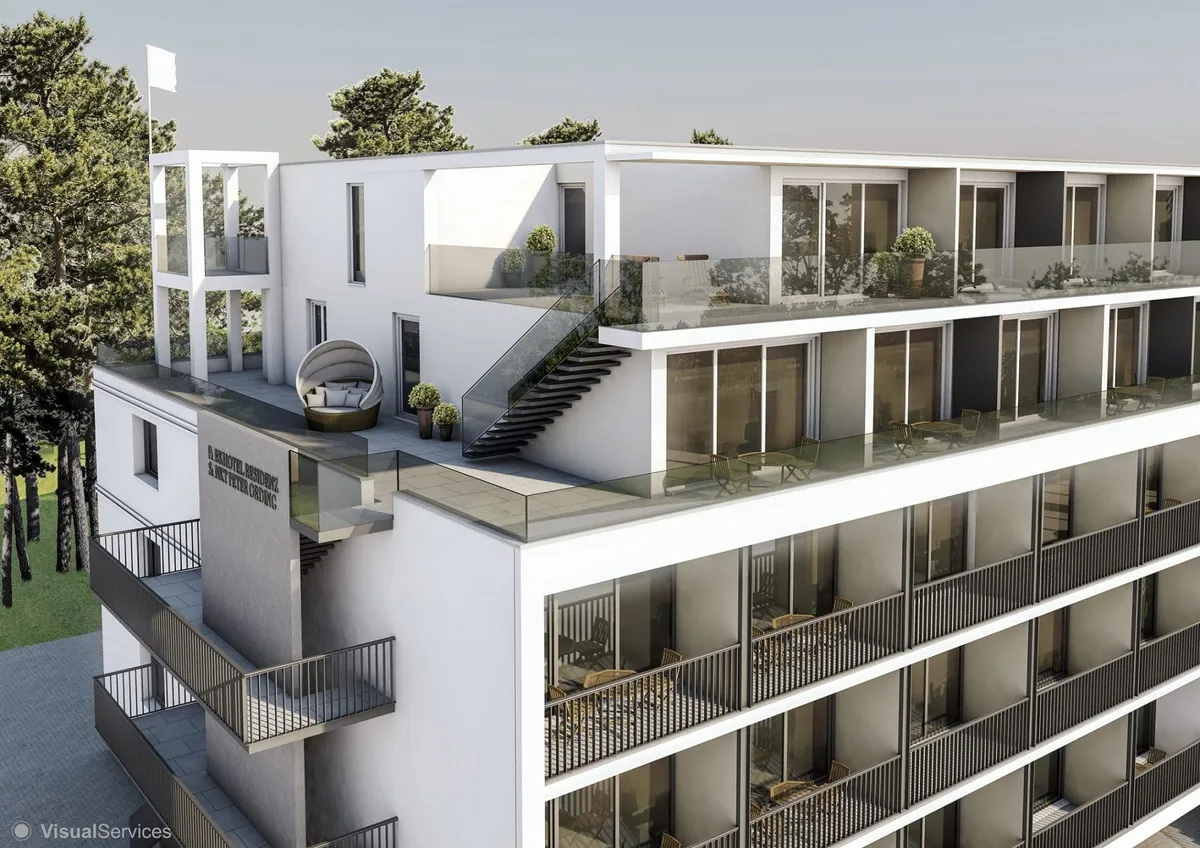 Oberansicht Parkhotel St. Peter Ording - Mehrstöckiger Objektbau in Holzfertigbauweise