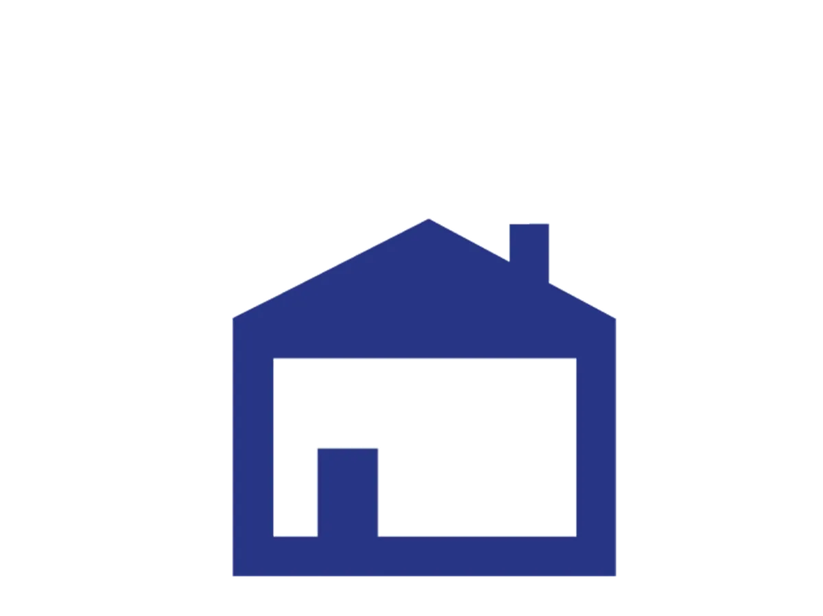 Icon in blau eines Hauses mit Walmdach als Dachform